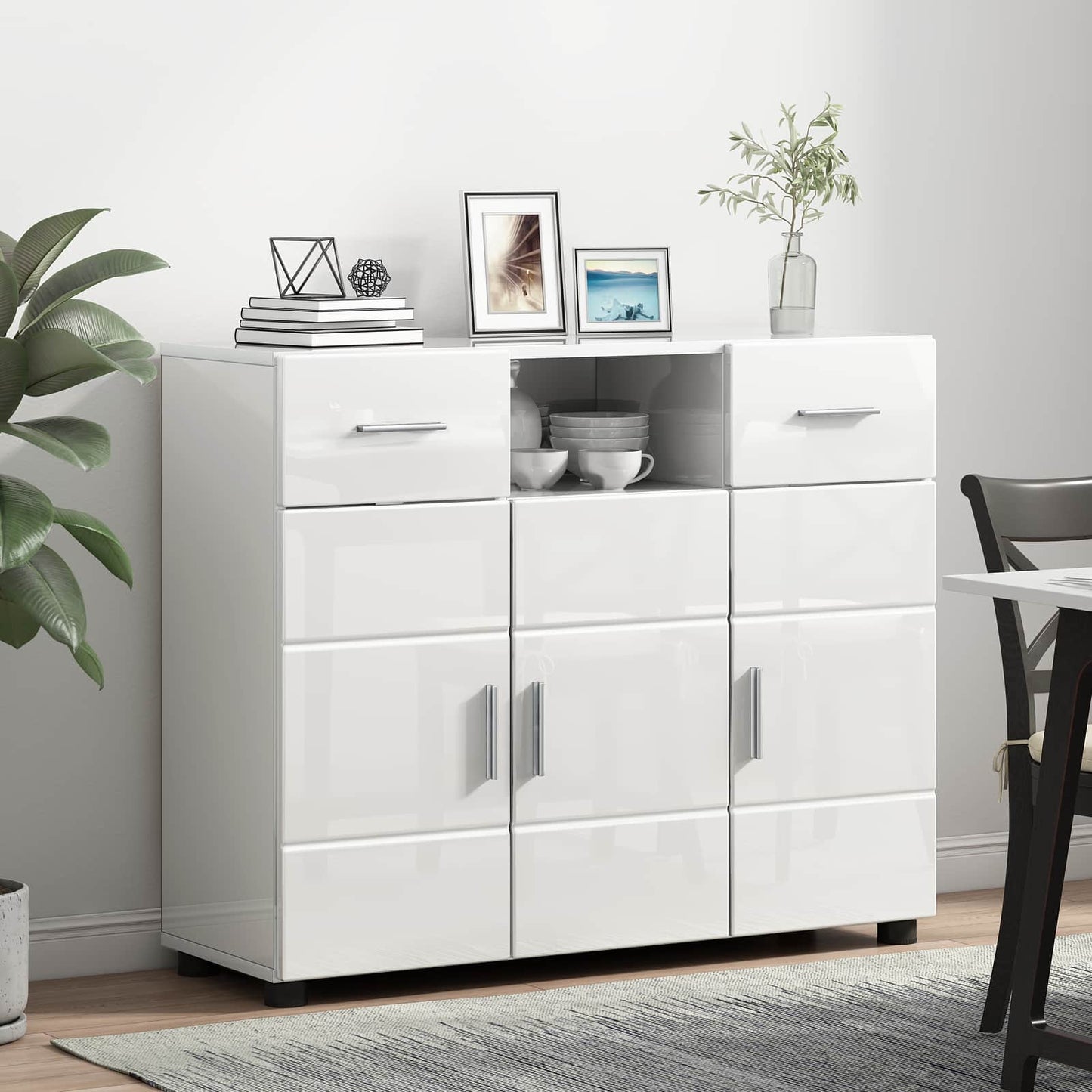 vidaXL Wooden Cabinet with Drawer High Gloss White 88.5 x 30.5 x 73 cm