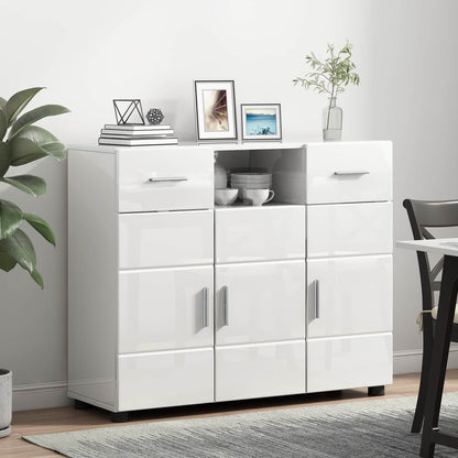 vidaXL Wooden Cabinet with Drawer High Gloss White 88.5 x 30.5 x 73 cm