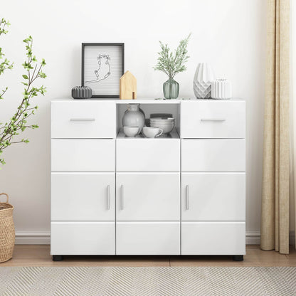 vidaXL Wooden Cabinet with Drawer High Gloss White 88.5 x 30.5 x 73 cm