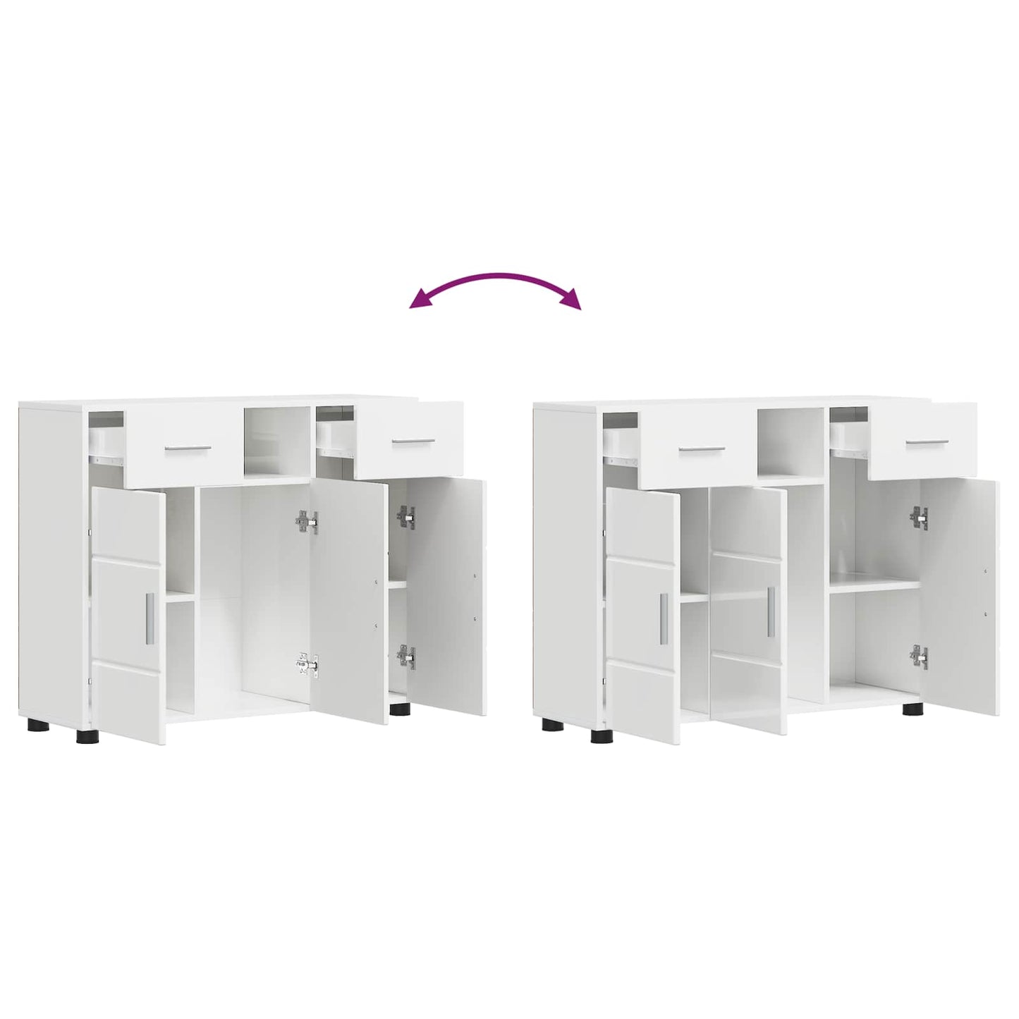 vidaXL Wooden Cabinet with Drawer High Gloss White 88.5 x 30.5 x 73 cm