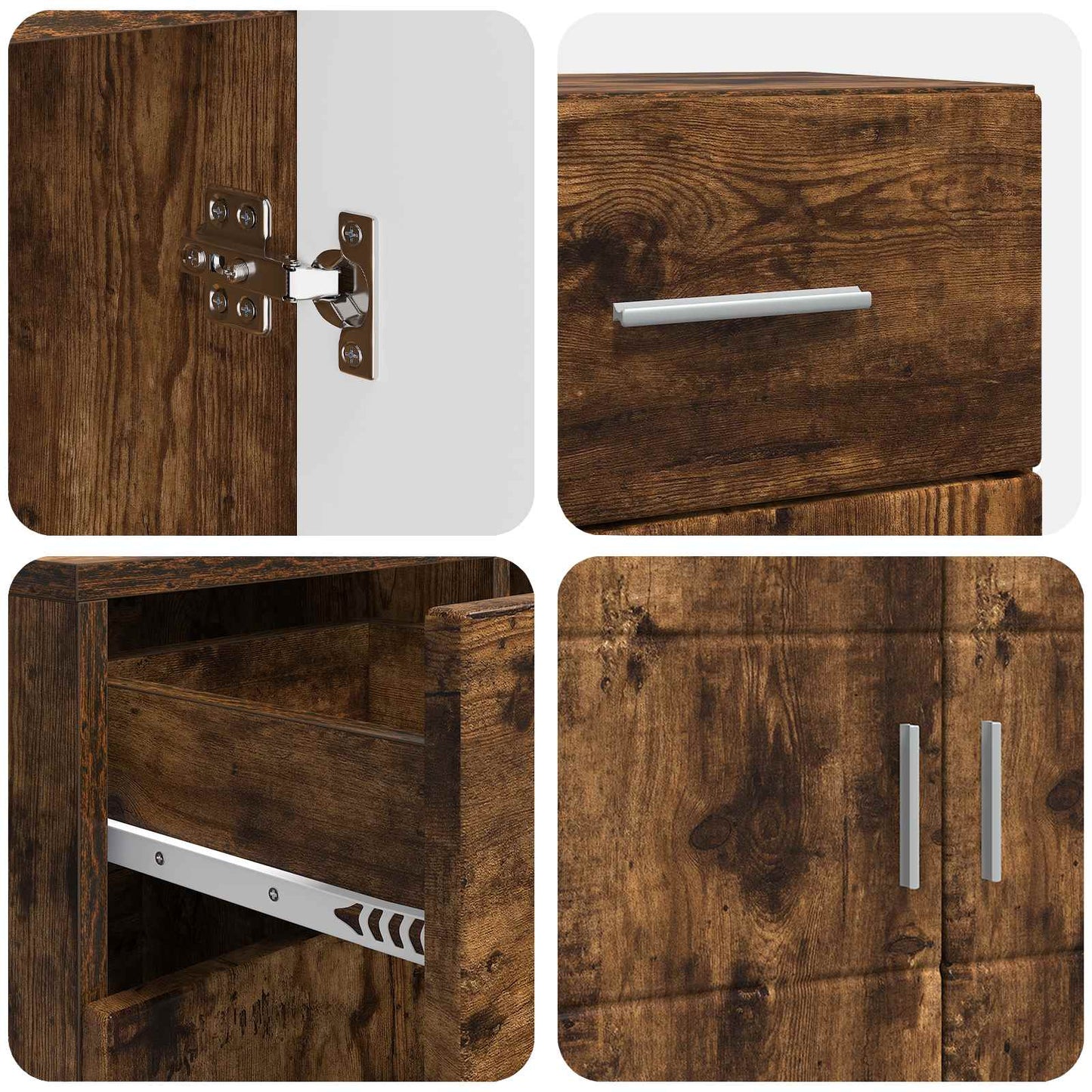 vidaXL Wooden Cabinet Smoked Oak 88.5 x 30.5 x 73 cm Engineered Wood