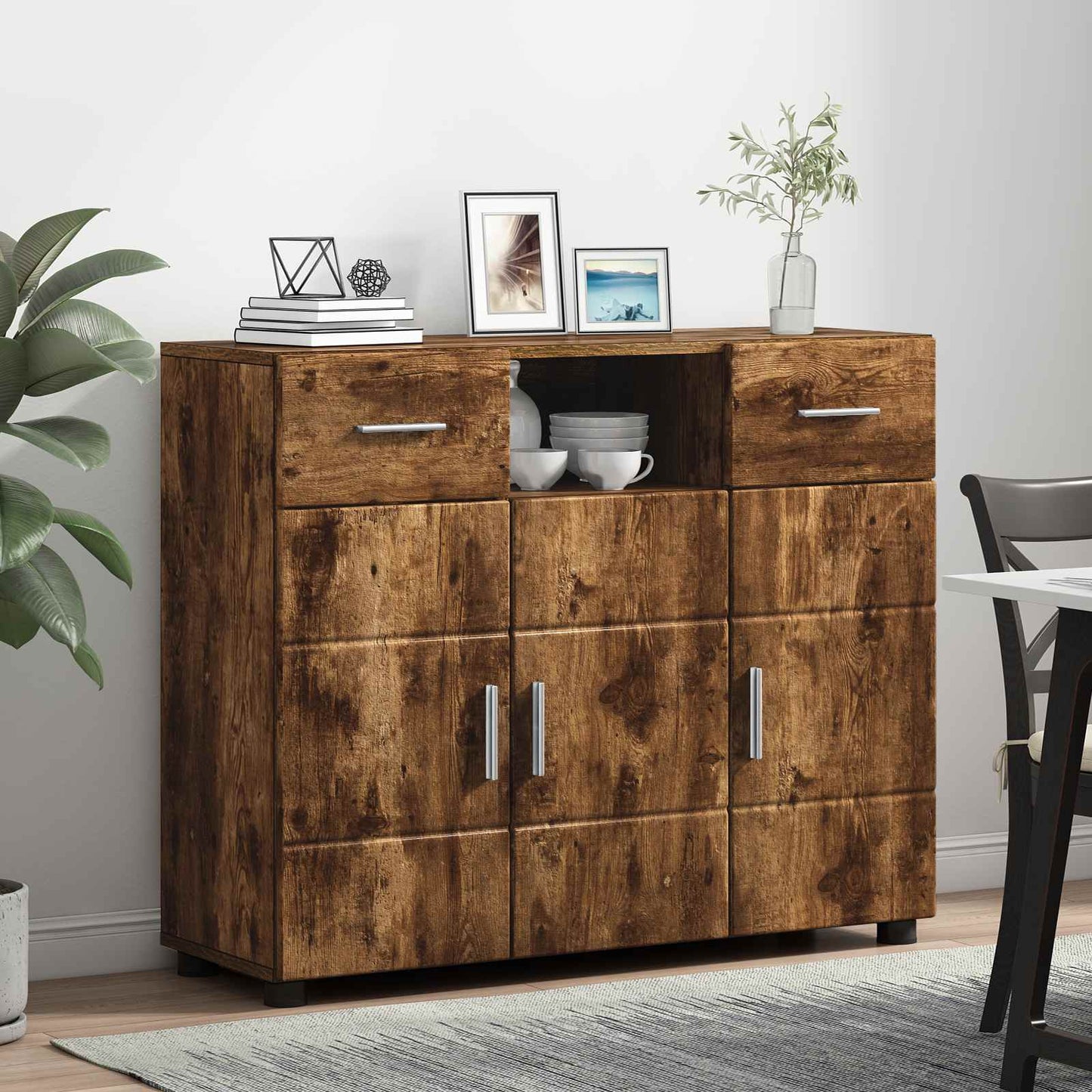 vidaXL Wooden Cabinet Smoked Oak 88.5 x 30.5 x 73 cm Engineered Wood
