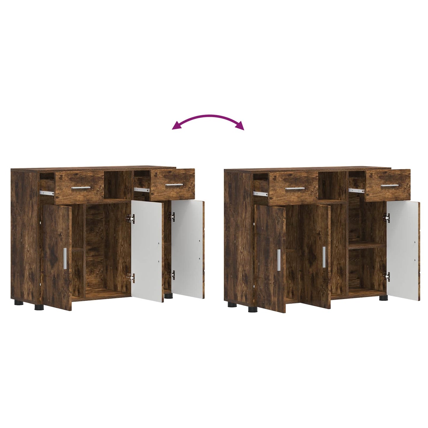 vidaXL Wooden Cabinet Smoked Oak 88.5 x 30.5 x 73 cm Engineered Wood
