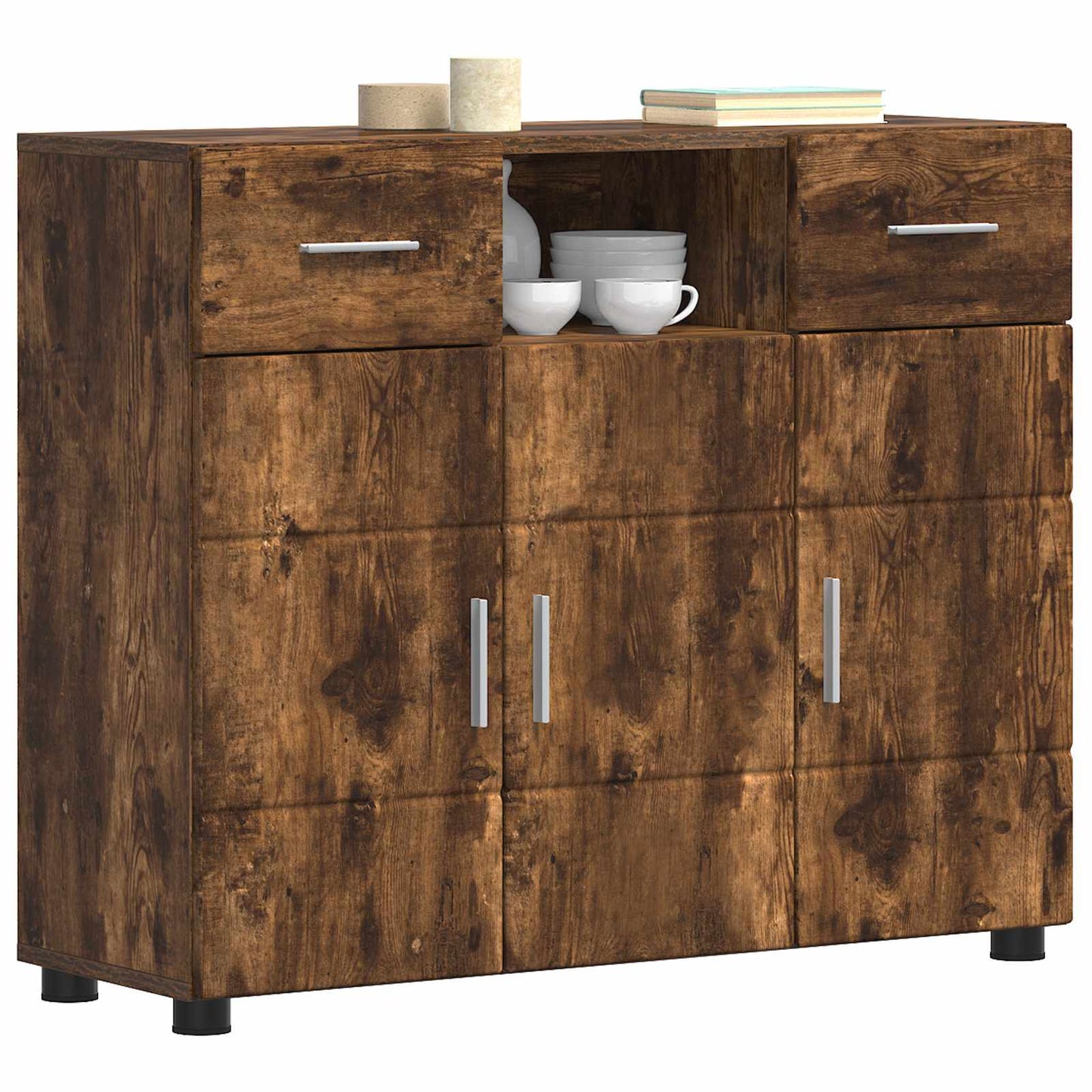 vidaXL Wooden Cabinet Smoked Oak 88.5 x 30.5 x 73 cm Engineered Wood