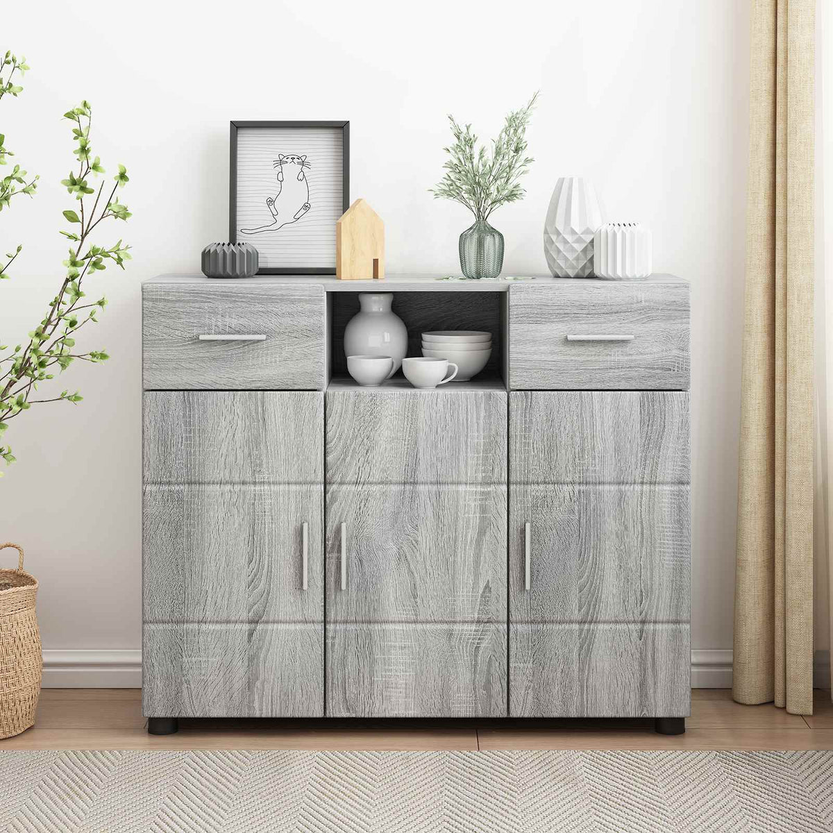 vidaXL Wooden Cabinet Grey Sonoma Engineered Wood