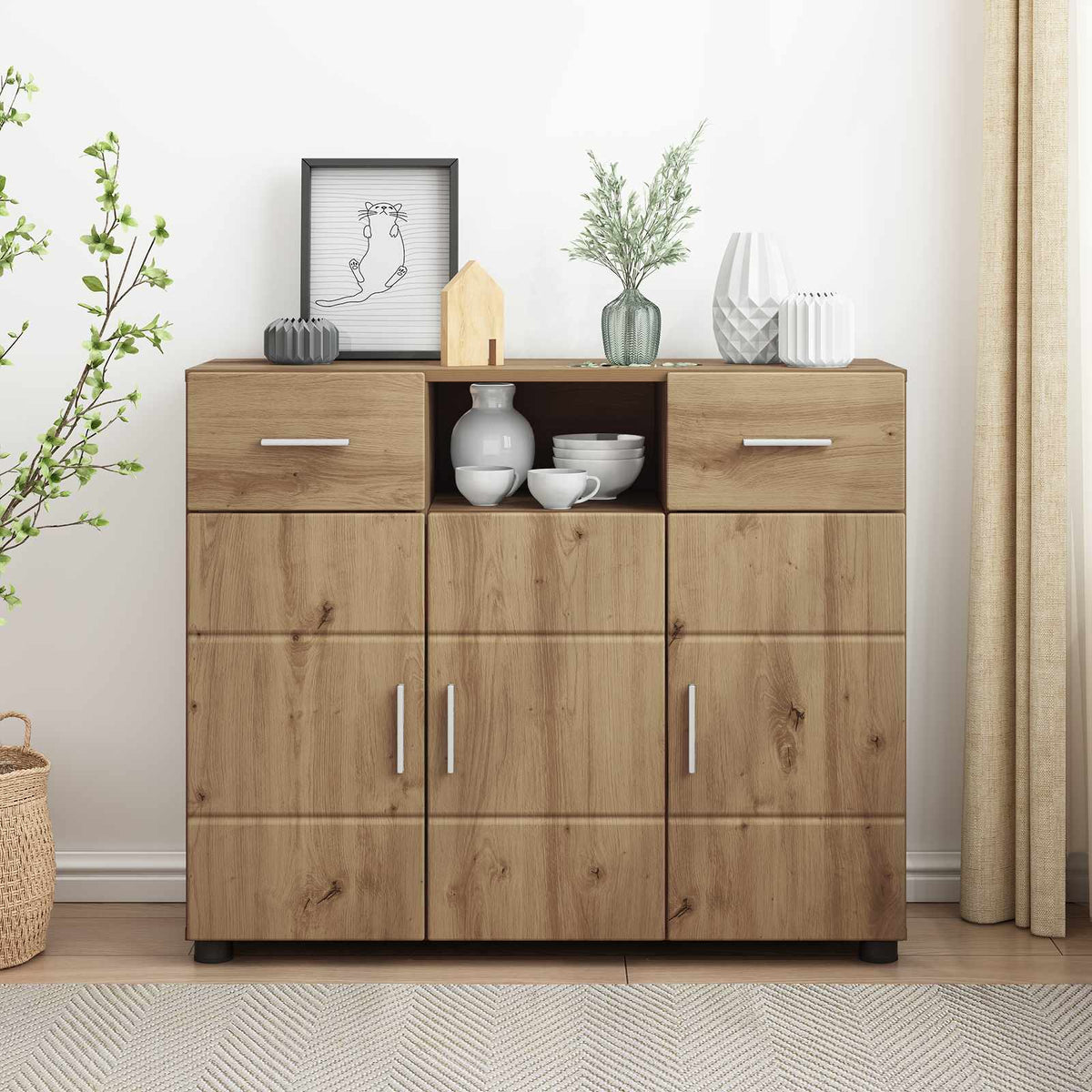 vidaXL Wooden Cabinet Artisan Oak Engineered Wood