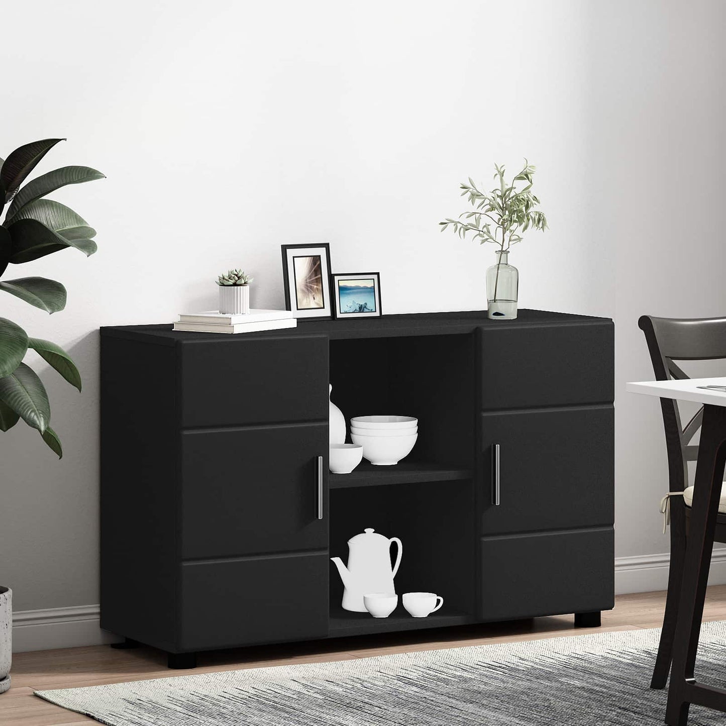 vidaXL Sideboard FLORIN 88.5 x 30.5 x 55.5 cm Black Engineered Wood