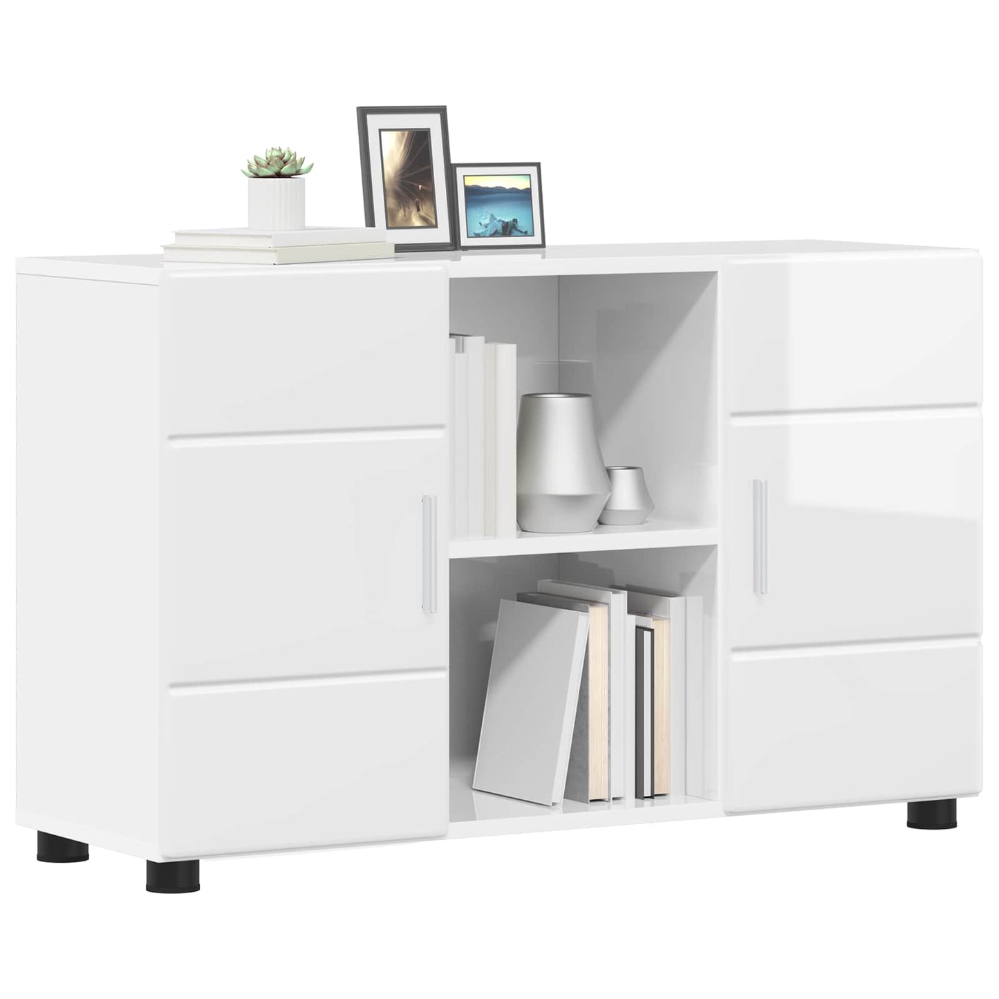 vidaXL Sideboard FLORIN High Gloss White 88.5 x 30.5 x 55.5 cm