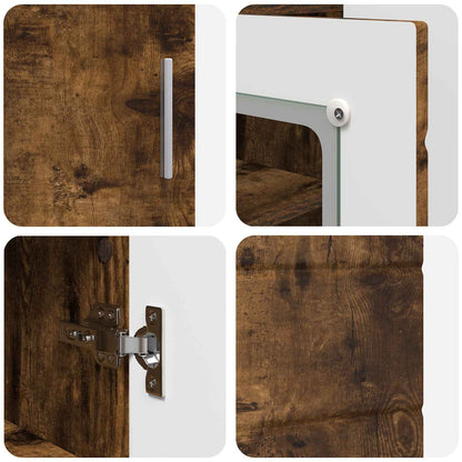 vidaXL Wooden Cabinet Smoked Oak 88.5 x 30.5 x 73 cm Engineered Wood
