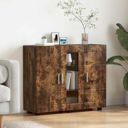 vidaXL Wooden Cabinet Smoked Oak 88.5 x 30.5 x 73 cm Engineered Wood