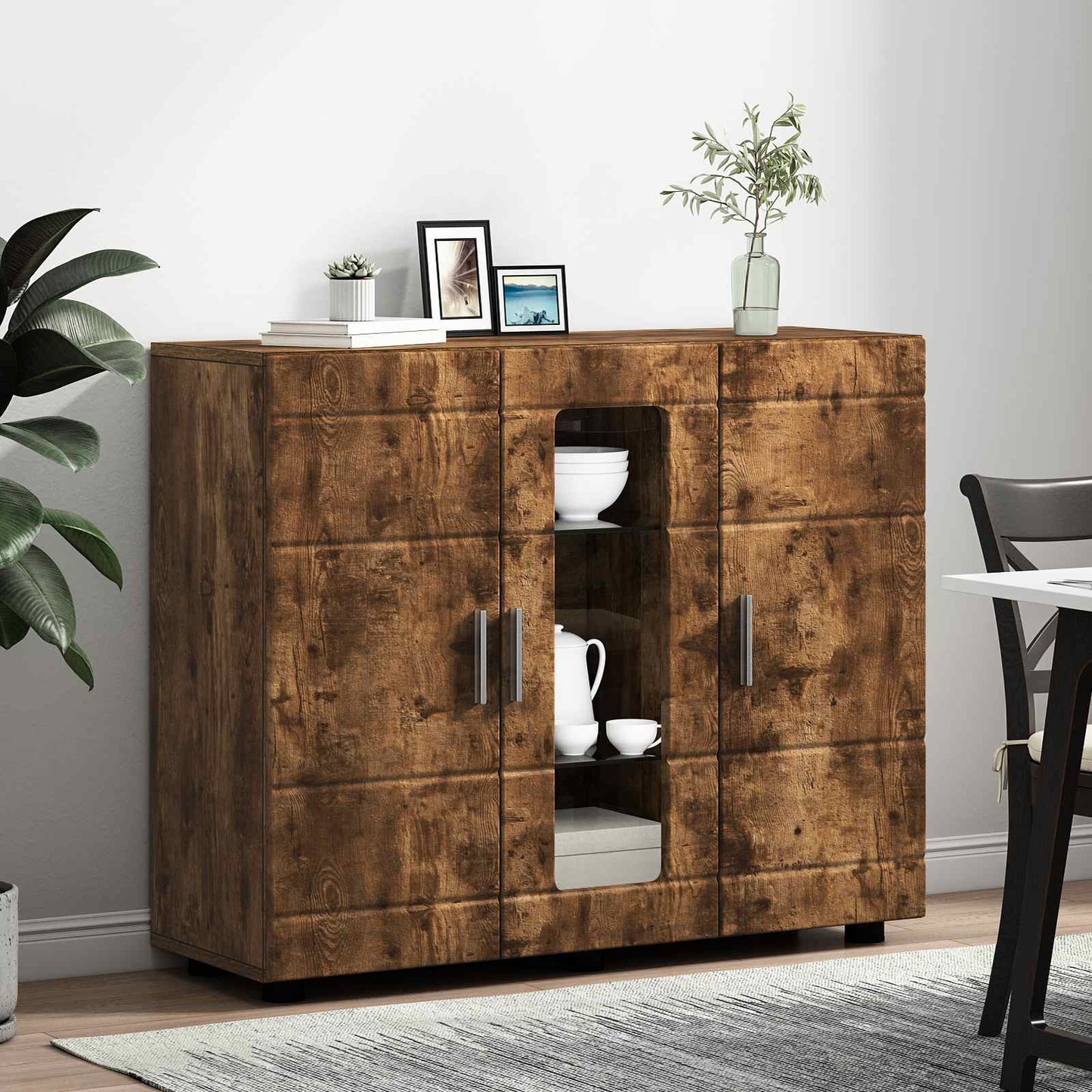 vidaXL Wooden Cabinet Smoked Oak 88.5 x 30.5 x 73 cm Engineered Wood