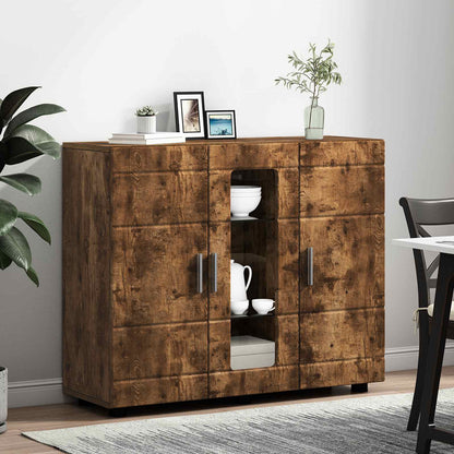vidaXL Wooden Cabinet Smoked Oak 88.5 x 30.5 x 73 cm Engineered Wood