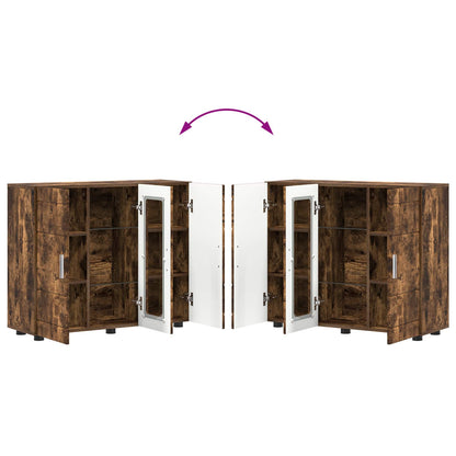 vidaXL Wooden Cabinet Smoked Oak 88.5 x 30.5 x 73 cm Engineered Wood