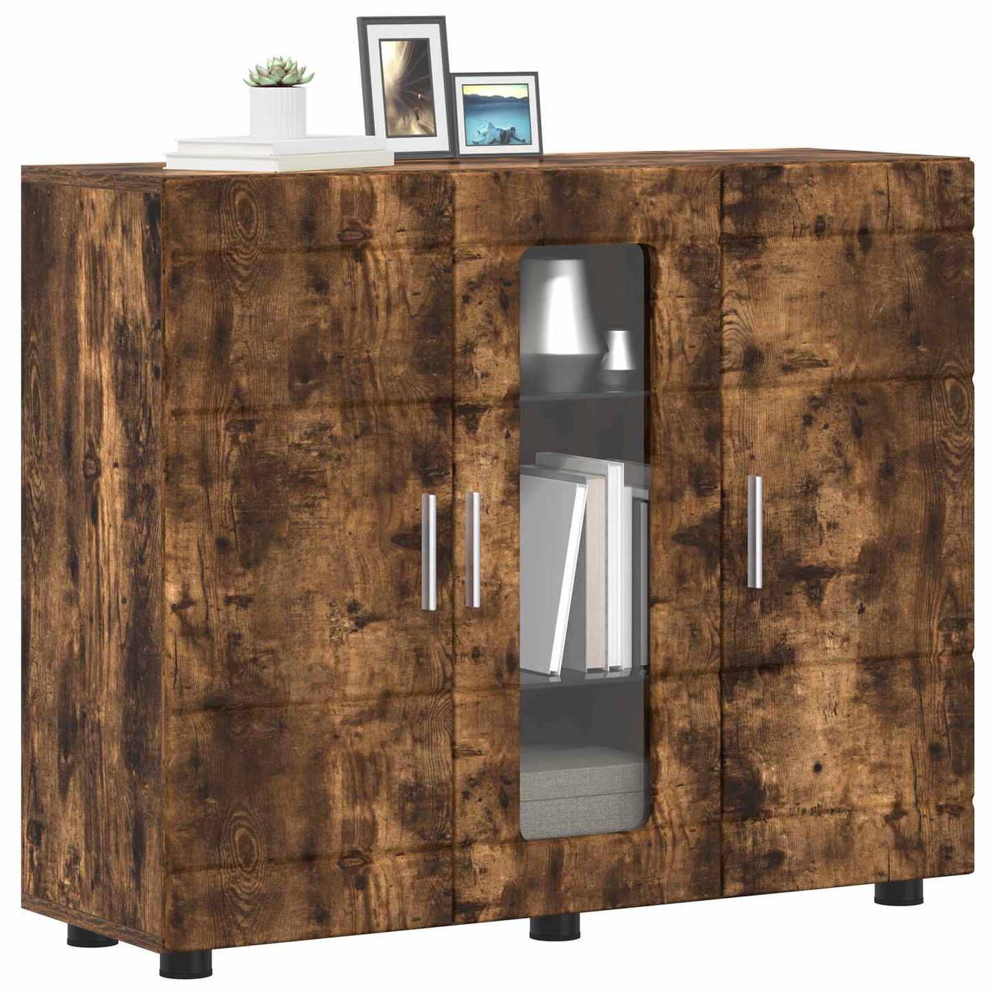 vidaXL Wooden Cabinet Smoked Oak 88.5 x 30.5 x 73 cm Engineered Wood