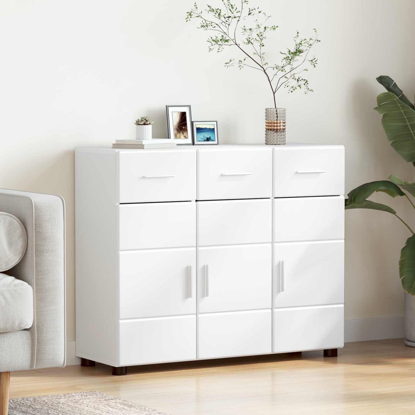 vidaXL Sideboard FLORIN 88.5 x 30.5 x 73 cm White Engineered Wood