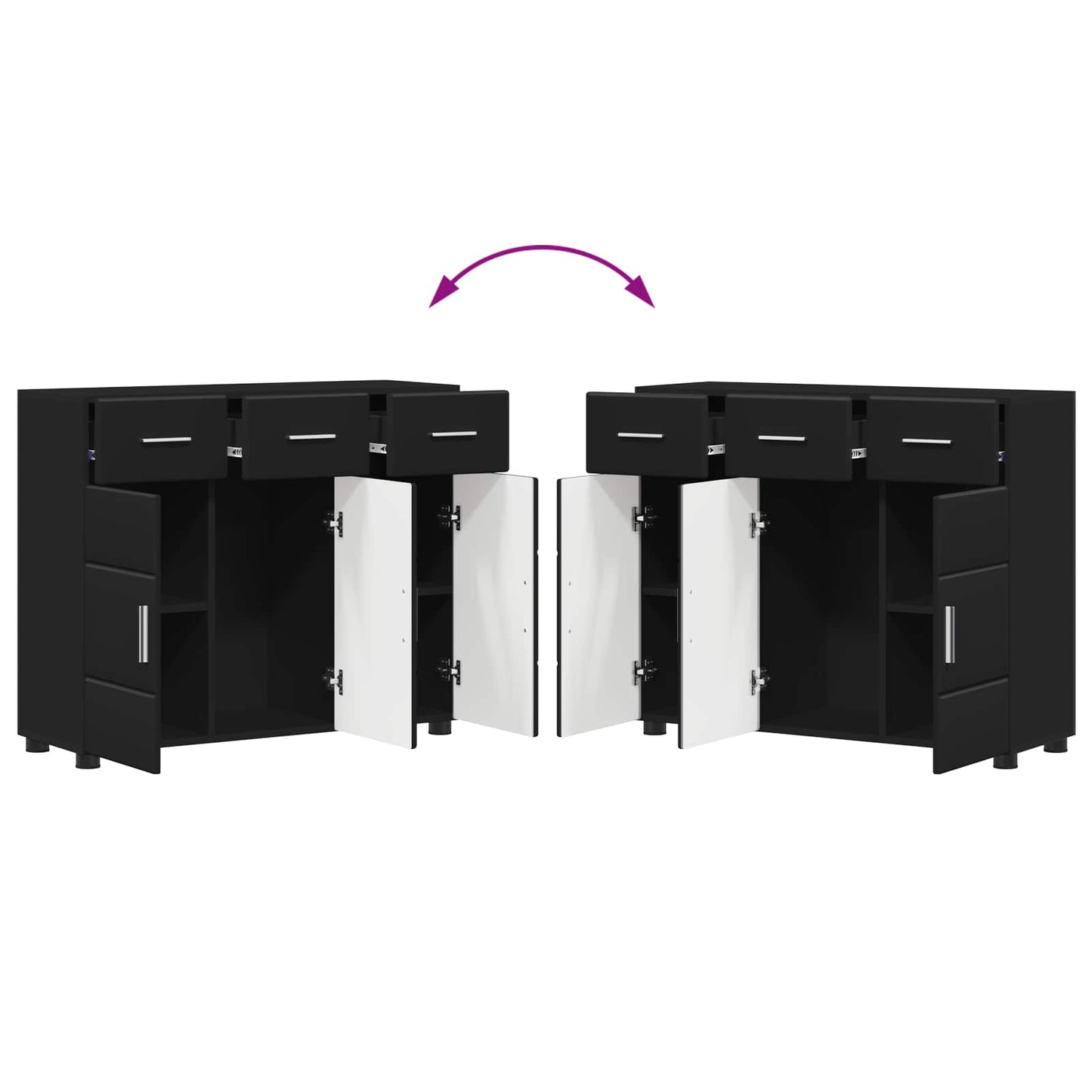 vidaXL Sideboard FLORIN 88.5 x 30.5 x 73 cm Black Engineered Wood