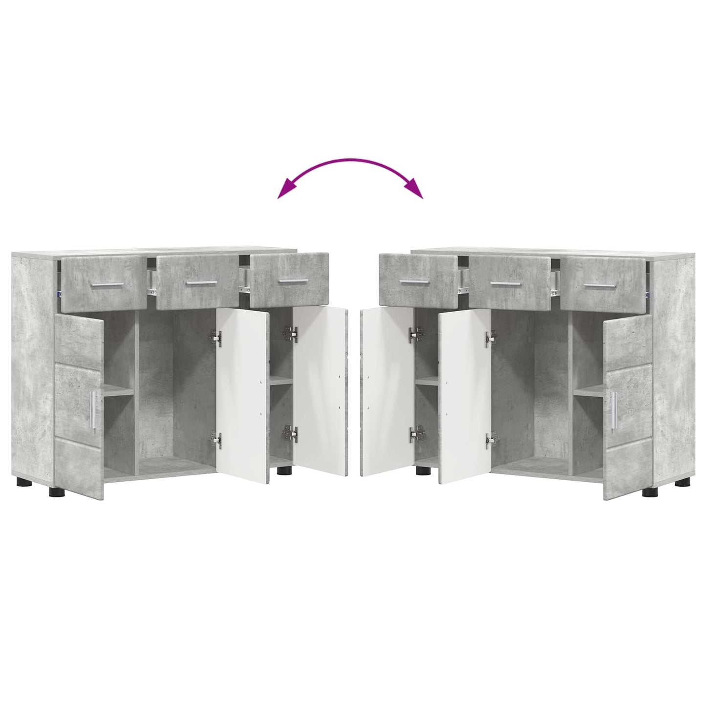 vidaXL Sideboard FLORIN 88.5 x 30.5 x 73 cm Concrete Grey