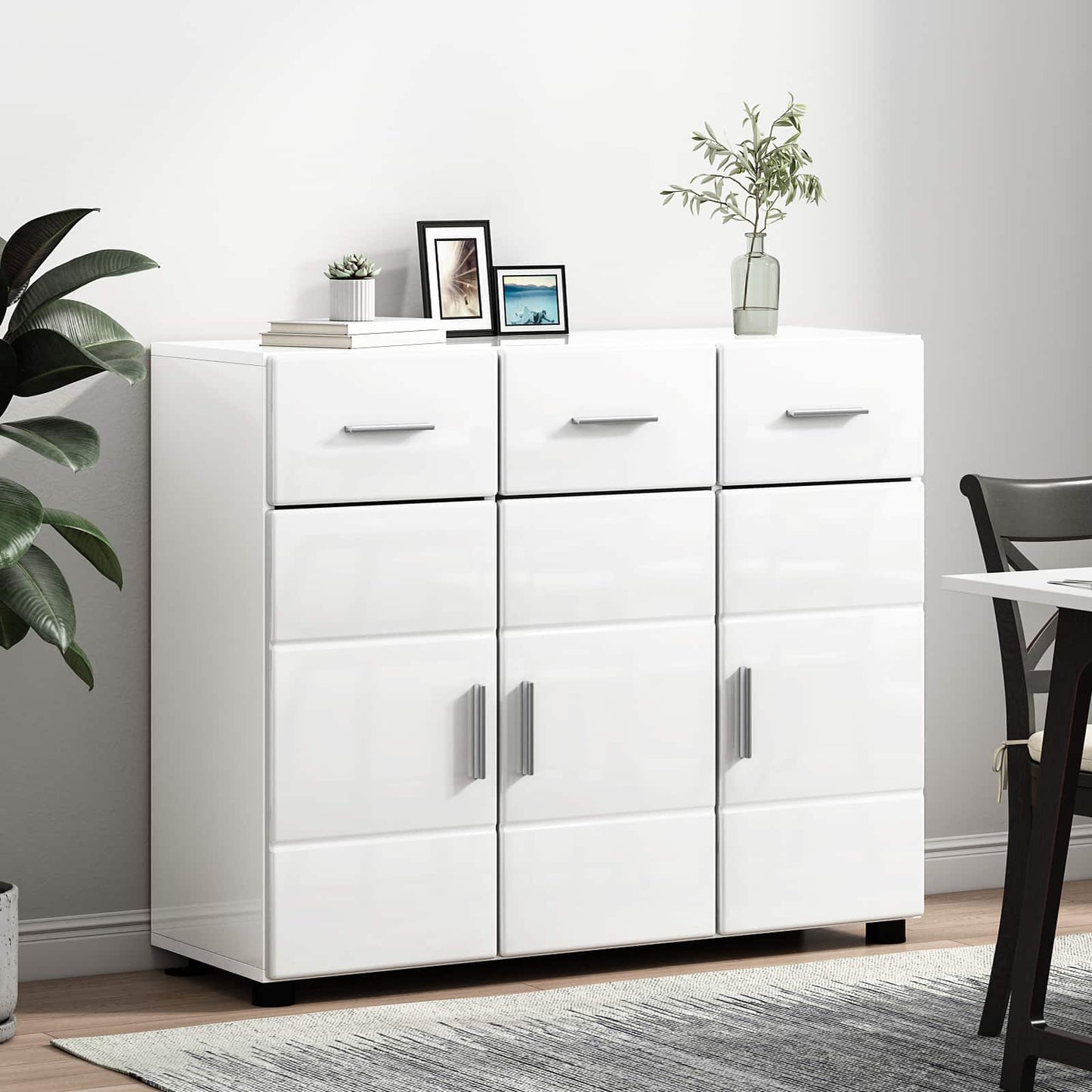 vidaXL Sideboard FLORIN 88.5 x 30.5 x 73 cm High Gloss White