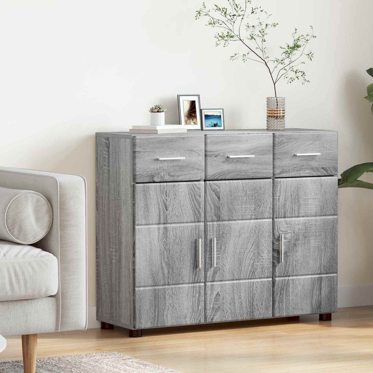 vidaXL Sideboard with Shelf FLORIN Grey Sonoma 88.5 x 30.5 x 73 cm