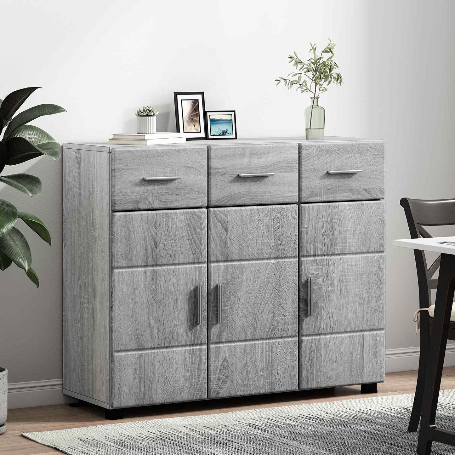 vidaXL Sideboard with Shelf FLORIN Grey Sonoma 88.5 x 30.5 x 73 cm