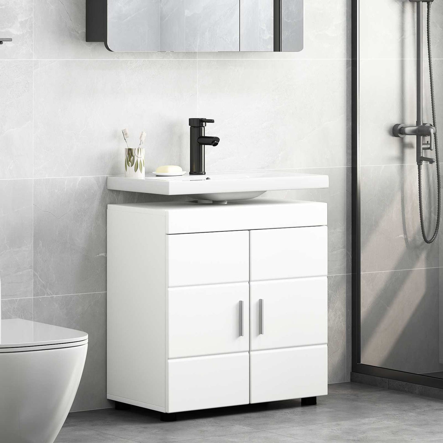 vidaXL Bathroom Cabinet Set with Storage TULUM White 60 x 34 x 63 cm
