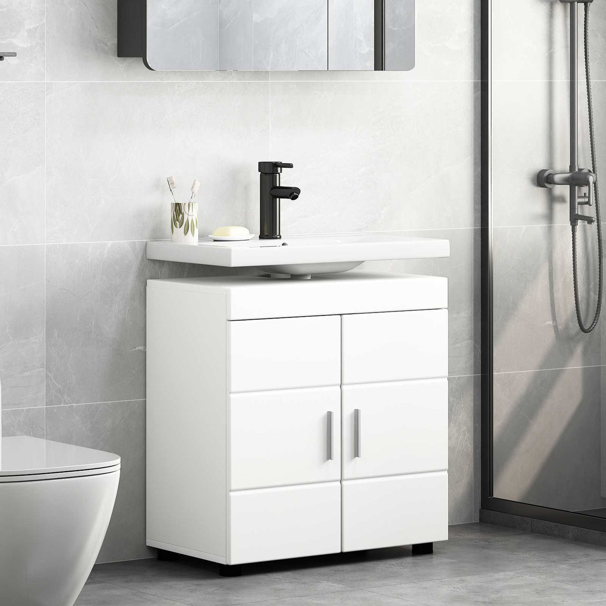 vidaXL Bathroom Cabinet Set TULUM White 60 x 34 x 63 cm