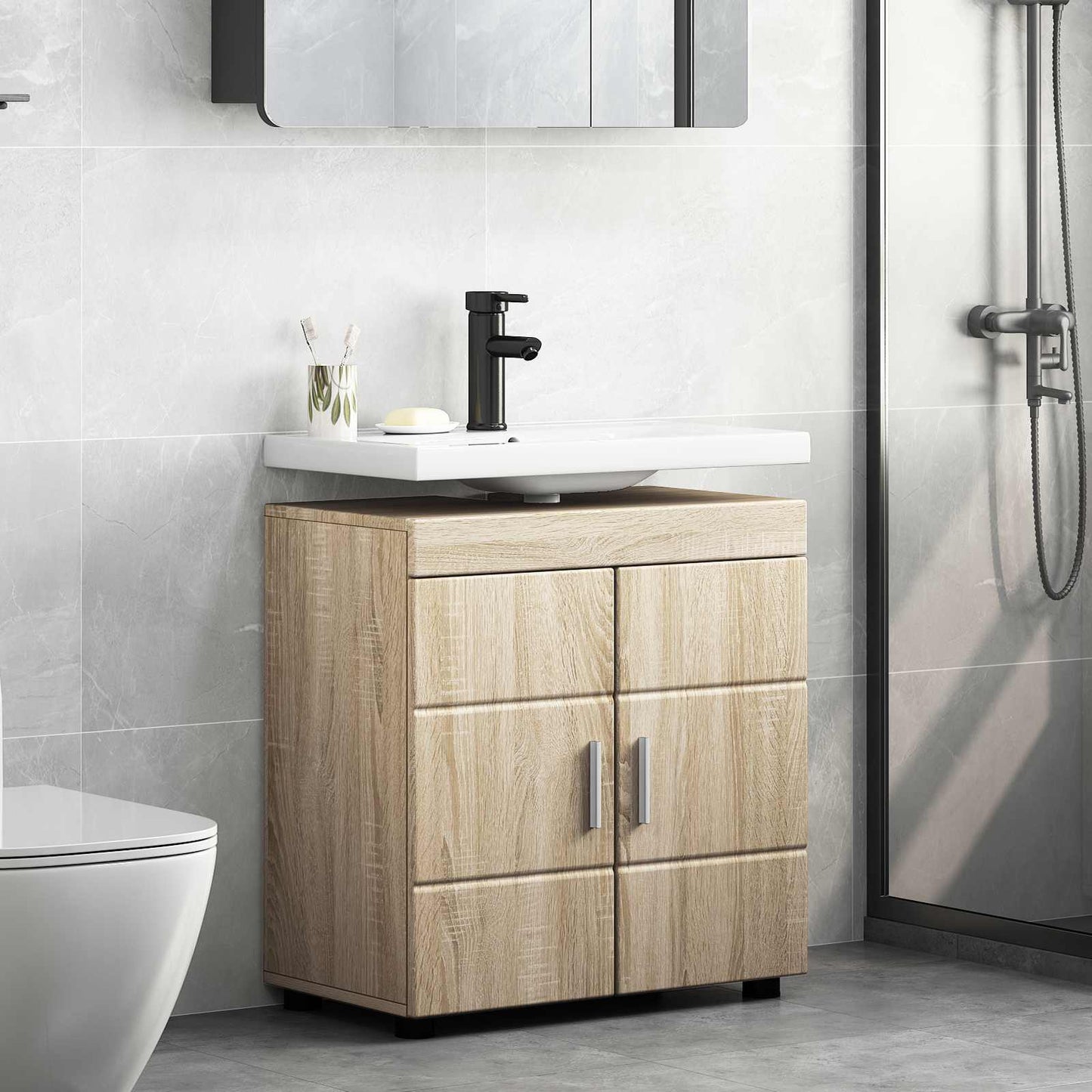 vidaXL Bathroom Cabinet Set TULUM Sonoma Oak 60 x 34 x 63 cm