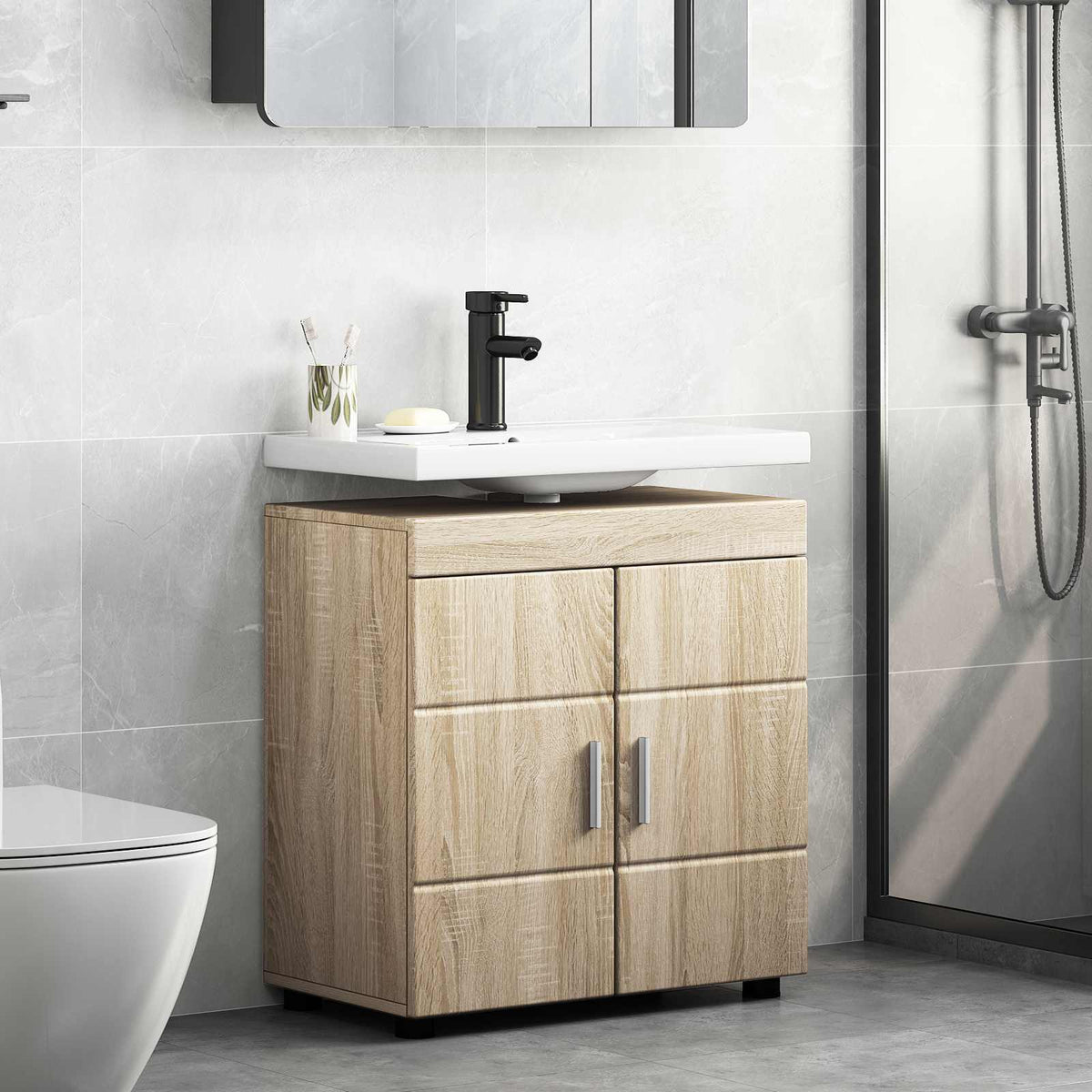 vidaXL Bathroom Cabinet Set TULUM Sonoma Oak 60 x 34 x 63 cm