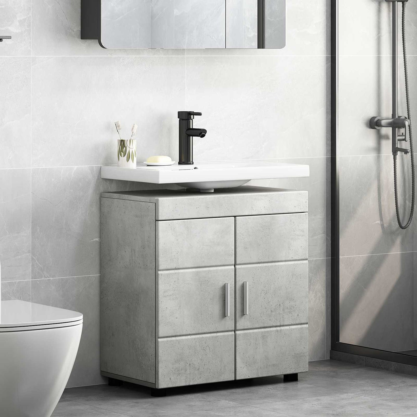 vidaXL Bathroom Cabinet Set TULUM Concrete Grey 60 x 34 x 63 cm