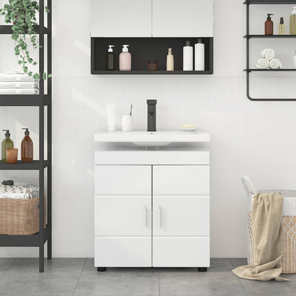 vidaXL Bathroom Cabinet Set TULUM High Gloss White 60 x 34 x 63 cm