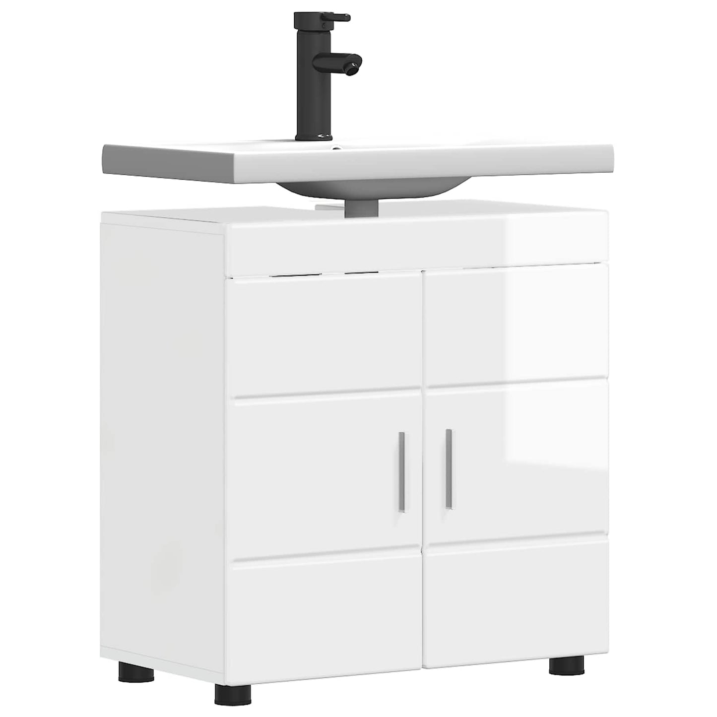 vidaXL Bathroom Cabinet Set TULUM High Gloss White 60 x 34 x 63 cm