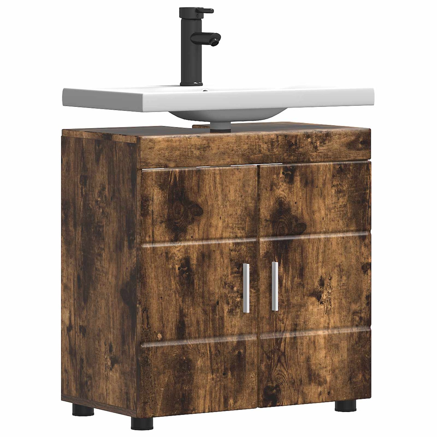 vidaXL Bathroom Cabinet Set TULUM Smoked Oak 60 x 34 x 63 cm