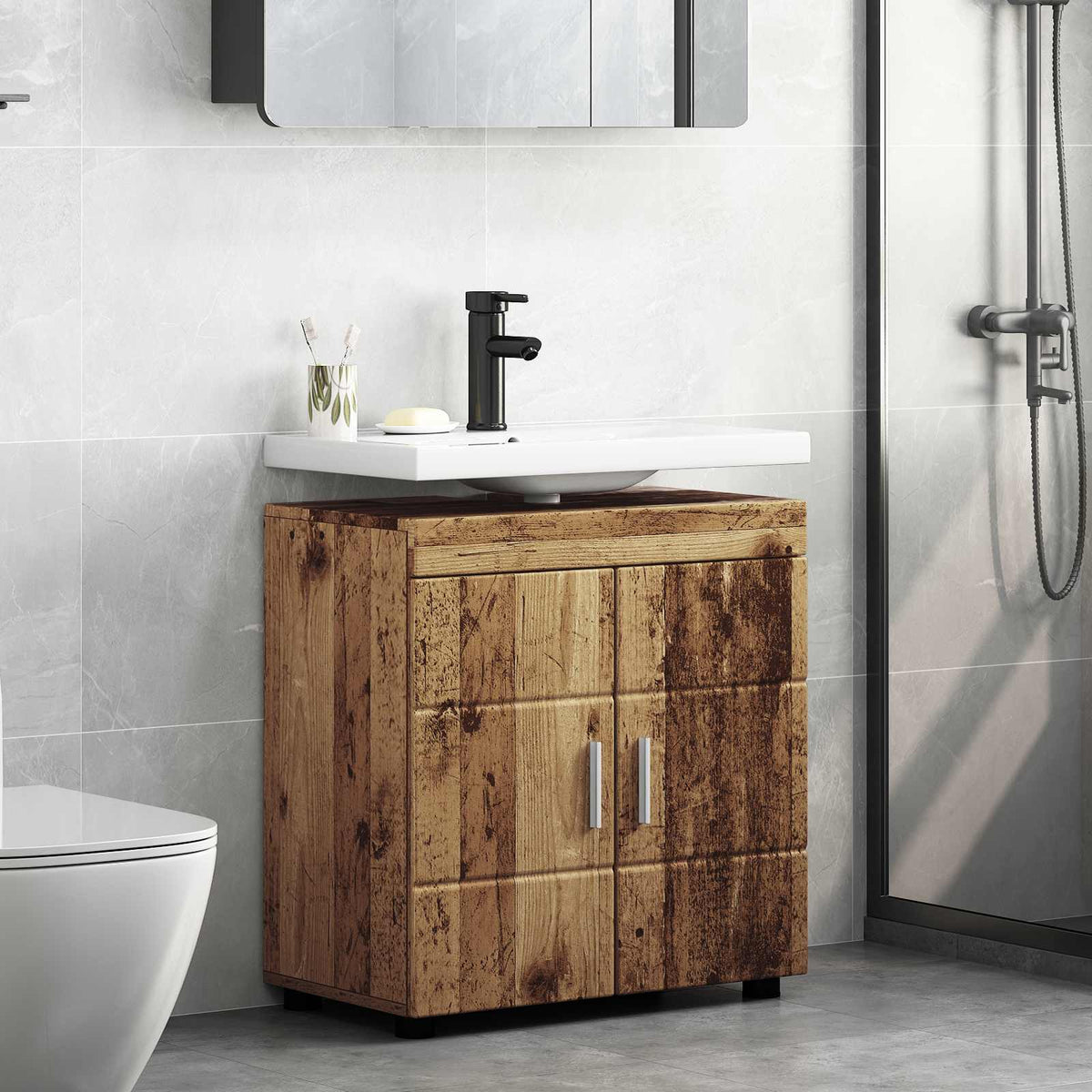 vidaXL Bathroom Cabinet Set TULUM Old Wood 60 x 34 x 63 cm