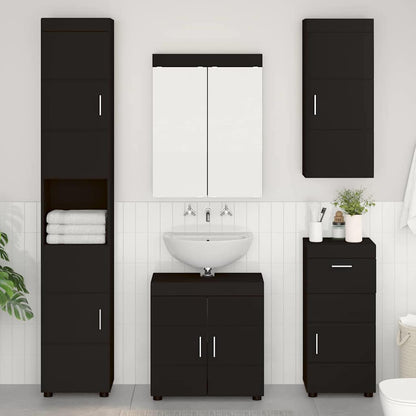vidaXL Bathroom Wall Cabinet with Shelf TULUM Black 37 x 24.5 x 86 cm