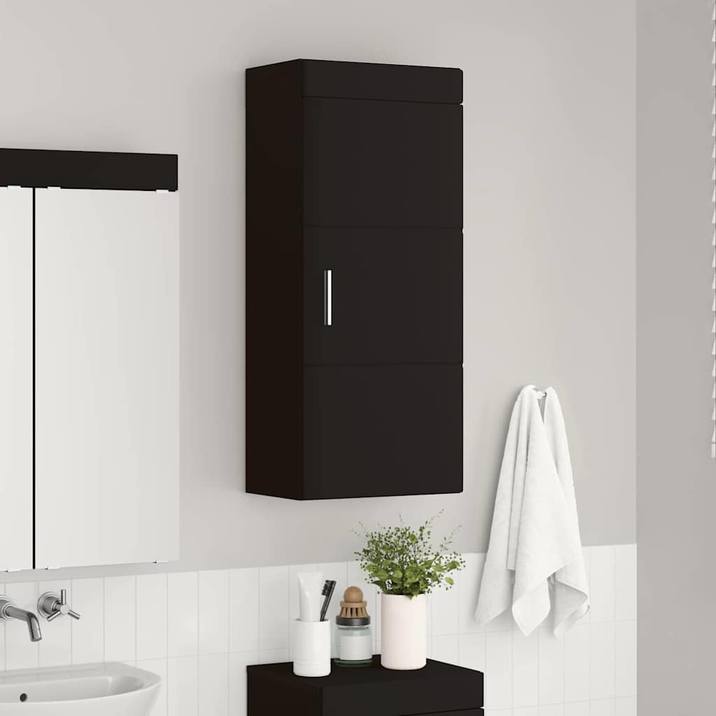 vidaXL Bathroom Wall Cabinet with Shelf TULUM Black 37 x 24.5 x 86 cm