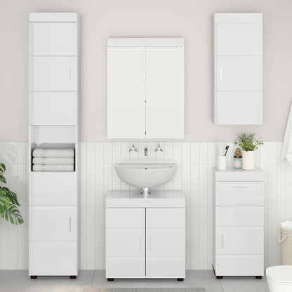 vidaXL Bathroom Wall Cabinet TULUM High Gloss White 37 x 24.5 x 86 cm