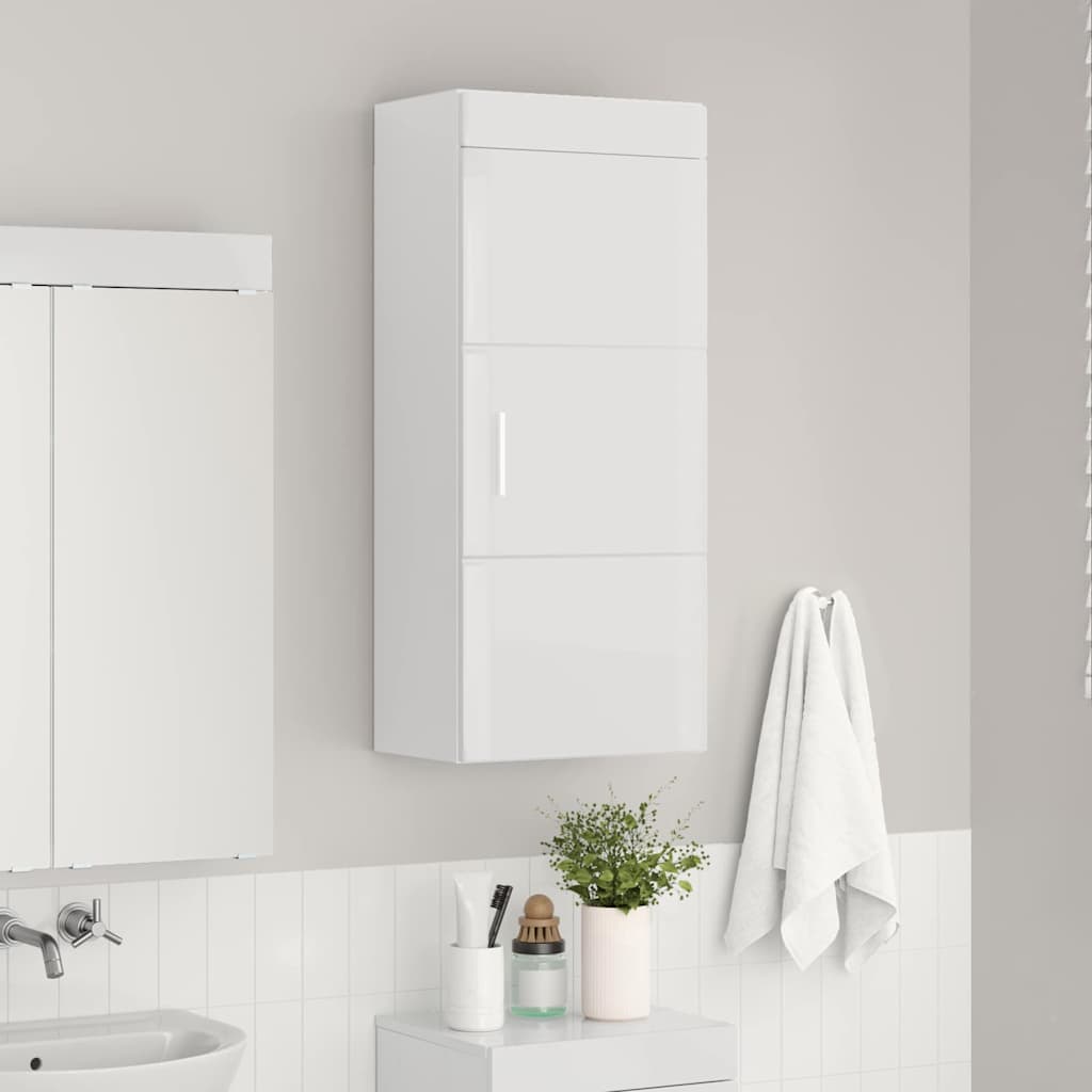 vidaXL Bathroom Wall Cabinet TULUM High Gloss White 37 x 24.5 x 86 cm