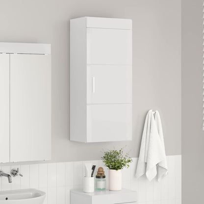 vidaXL Bathroom Wall Cabinet TULUM High Gloss White 37 x 24.5 x 86 cm