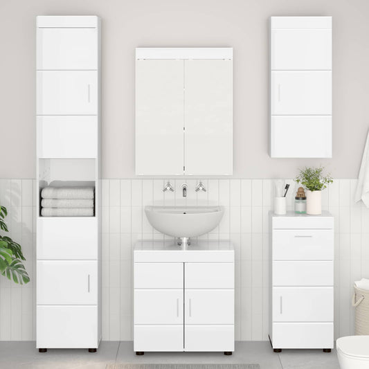 vidaXL Bathroom Wall Cabinet TULUM High Gloss White 37 x 24.5 x 86 cm