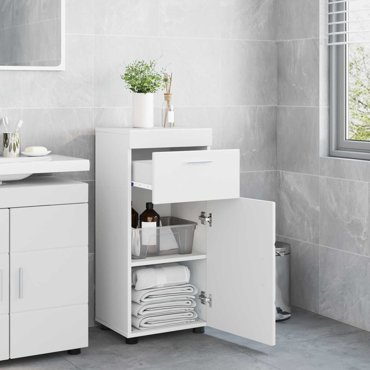 vidaXL Bathroom Cabinet Set TULUM White 37 x 31.5 x 82 cm