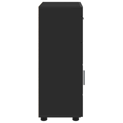 vidaXL Bathroom Cabinet Set with Drawer TULUM Black 37 x 31.5 x 82 cm