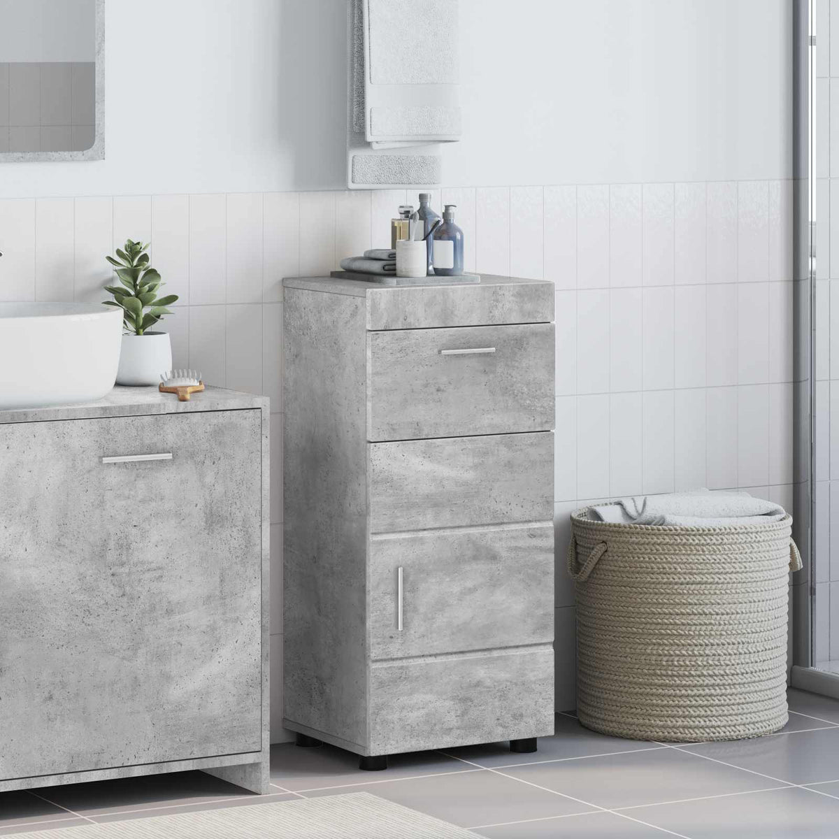 vidaXL Bathroom Cabinet Set TULUM Concrete Grey 37 x 31.5 x 82 cm