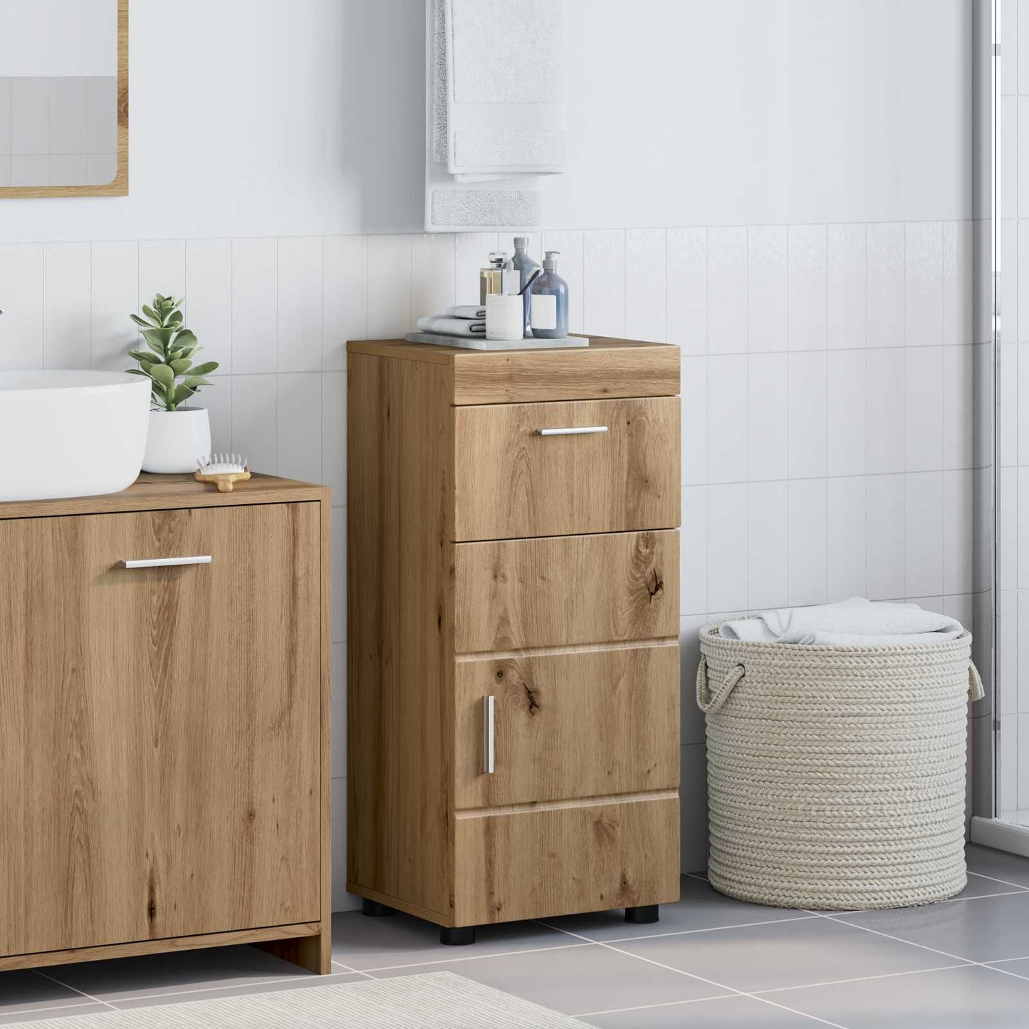 vidaXL Bathroom Cabinet Set TULUM Artisan Oak 37 x 31.5 x 82 cm