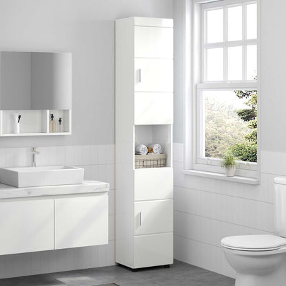 vidaXL Bathroom Cabinet Set TULUM High Gloss White 37 x 31.5 x 203 cm
