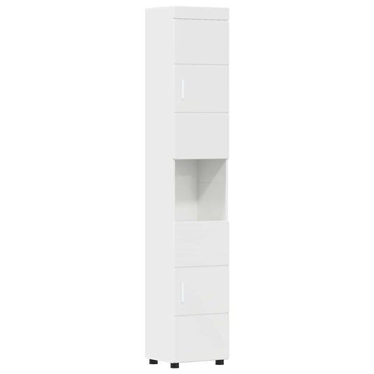 vidaXL Bathroom Cabinet Set TULUM High Gloss White 37 x 31.5 x 203 cm