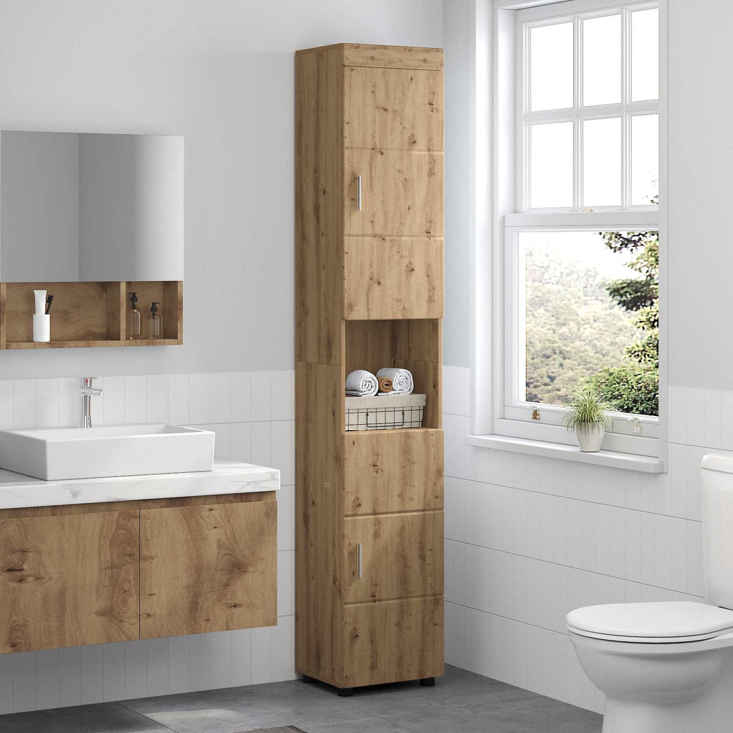 vidaXL Bathroom Cabinet Set TULUM Artisan Oak 37 x 31.5 x 203 cm