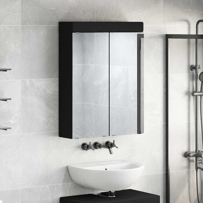vidaXL Bathroom Mirror Cabinet with Door TULUM Black 60 x 16.5 x 78 cm