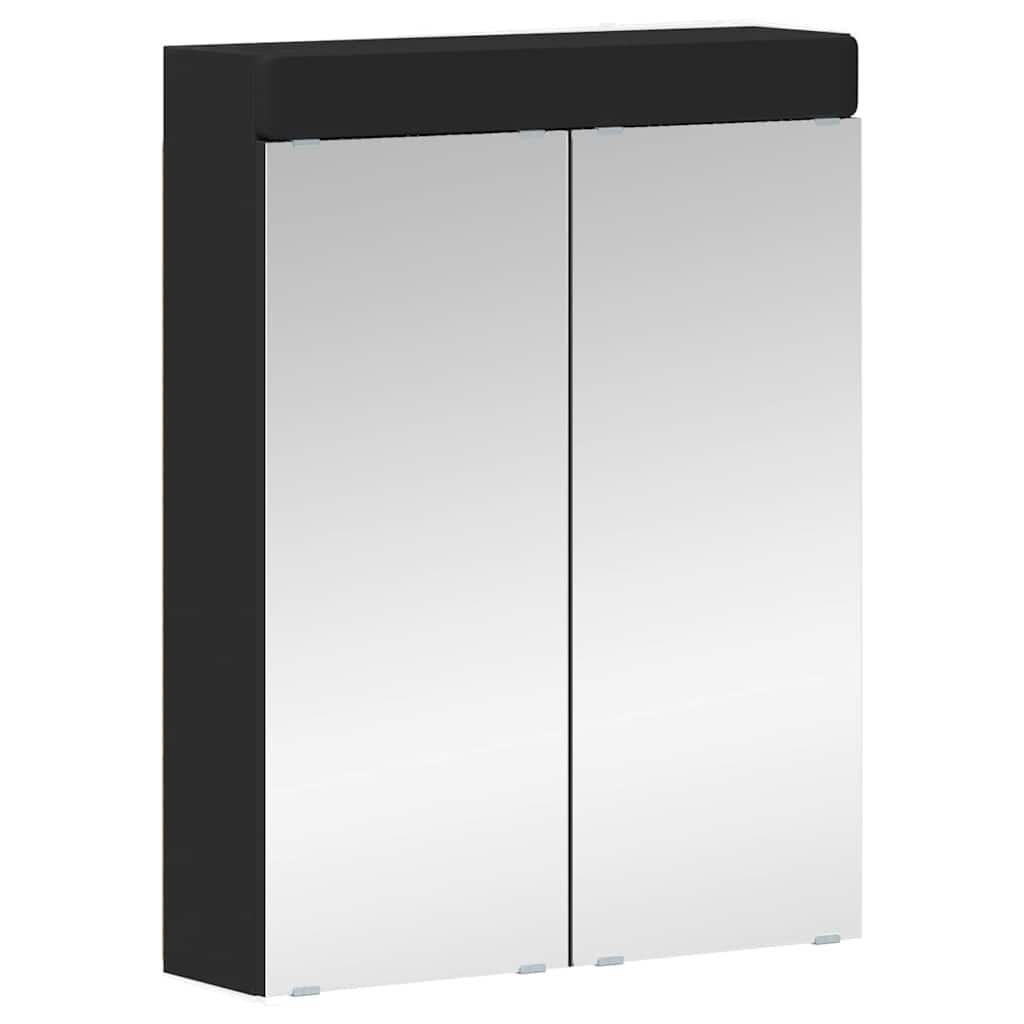 vidaXL Bathroom Mirror Cabinet with Door TULUM Black 60 x 16.5 x 78 cm