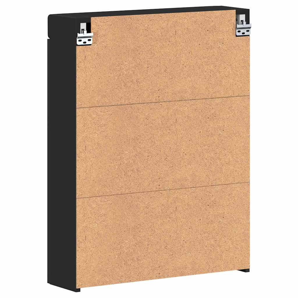 vidaXL Bathroom Mirror Cabinet with Door TULUM Black 60 x 16.5 x 78 cm