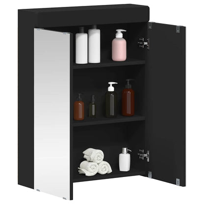 vidaXL Bathroom Mirror Cabinet with Door TULUM Black 60 x 16.5 x 78 cm